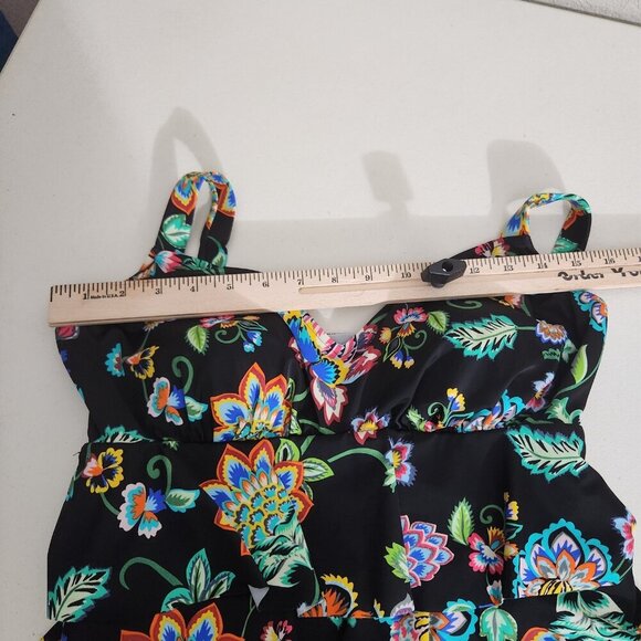 Croft & Barrow Swimsuit Womens 12 Floral Print Tiered Tankini Top Bathing Suit - Picture 14 of 16